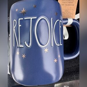 ⭐️ Rae Dunn 'Rejoice' Mug with Star Accents Beautiful dark navy blue